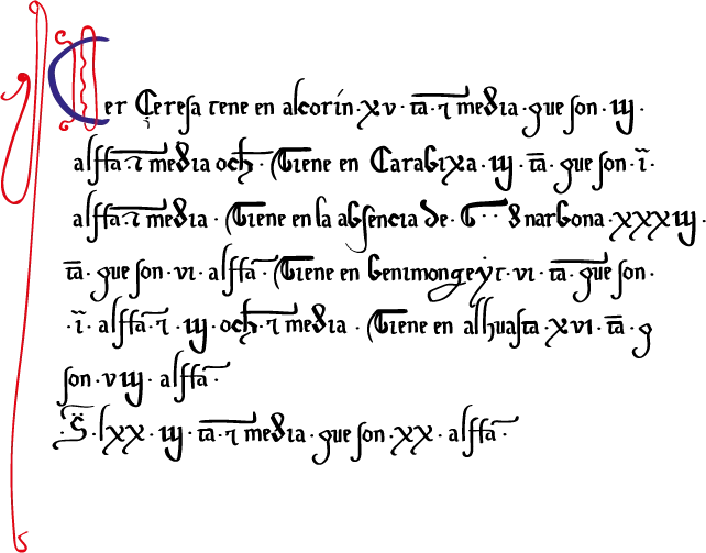 Detalle tipográfico del manuscrito histórico de la familia Cerezo